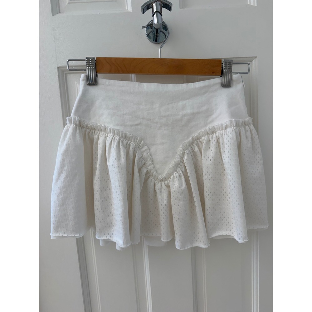 Zemeta Cheer Me Ruffle Mini Skirt Off White XS Coquette Y2K Football ZSSUM02